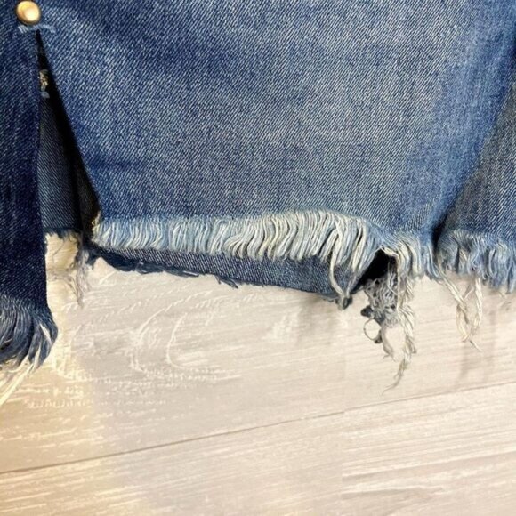 Sam Edelman Denim High Rise Shorts Women's Frayed Raw Hem Casual Jeans Shorts - Picture 9 of 11